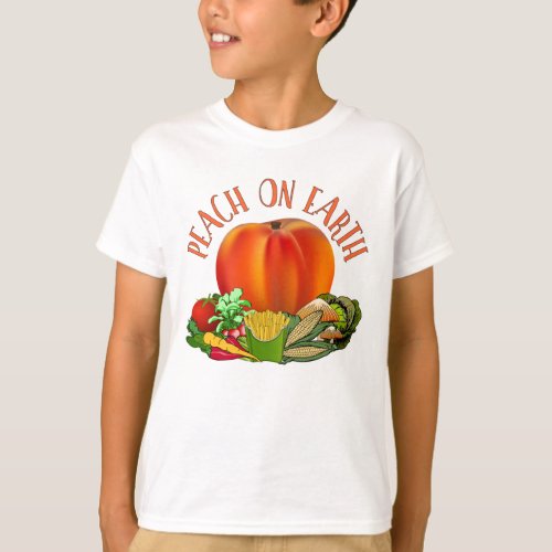 Peach on Earth Funny Christmas Pun T_Shirt