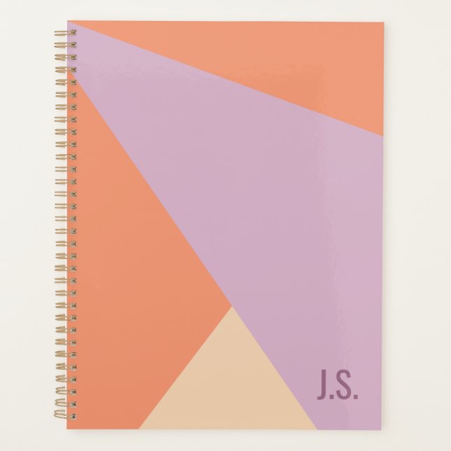 Peach Orange And Lavender Geometric Color Blocks Planner (Front)
