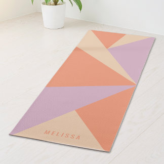 Peach Orange And Lavender Triangle Color Blocks Yoga Mat