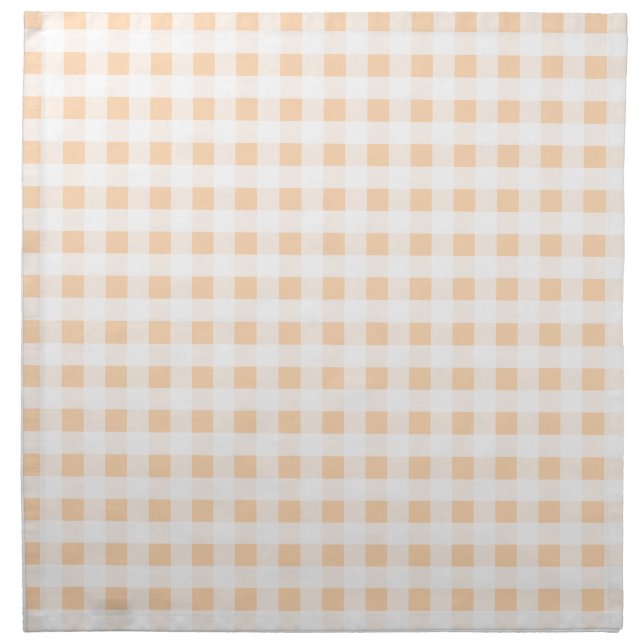 Peach Orange and White Gingham Cloth Napkin (Front)