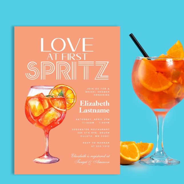 Peach Orange Aperol Spritz Bridal Shower Invitation (Creator Uploaded)