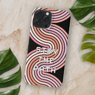 Peach Orange Blush Pink Wavy Stripes On Black iPhone 13 Pro Max Case