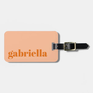 Peach Orange Bold Typography Personalized Name Luggage Tag