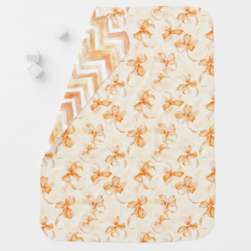 Peach Orange Bows Baby Blanket