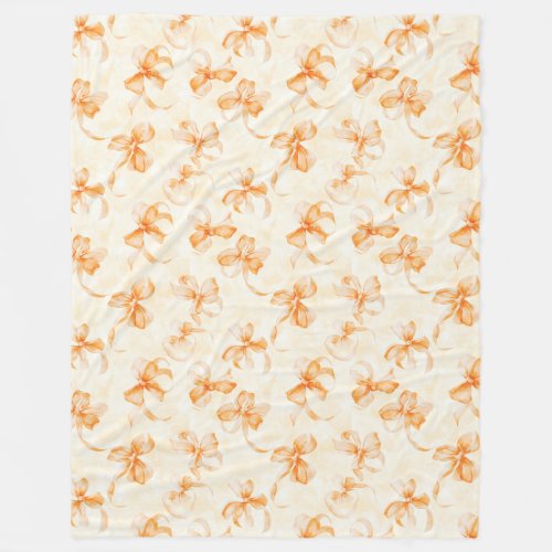 Peach Orange Bows Fleece Blanket