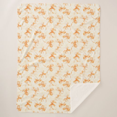 Peach Orange Bows Sherpa Blanket