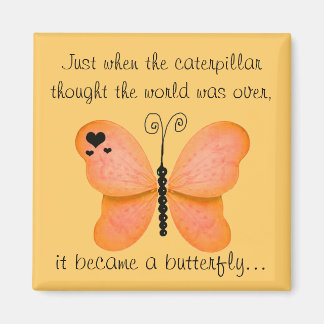 Peach Orange Butterfly Magnet