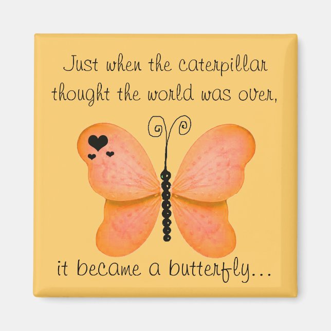 Peach Orange Butterfly Magnet (Front)