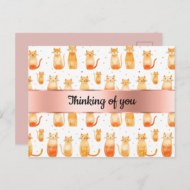 Peach Orange Cats Thinking of You Postcard (Front/Back)
