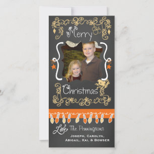 Peach/Orange Chalkboard Merry Christmas Photo Card