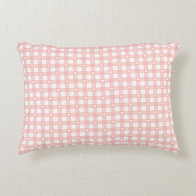 Peach Orange Checks Accent Pillow (Front)