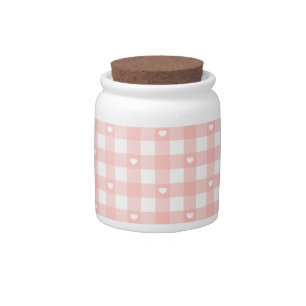 Peach Orange Checks Pouf Candy Jar
