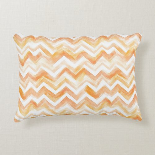 Peach Orange Chevron Stripes Accent Pillow
