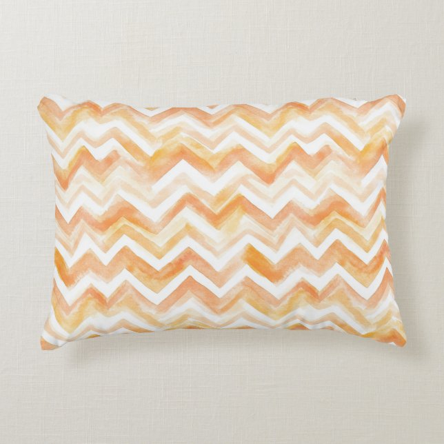 Peach Orange Chevron Stripes Accent Pillow (Front)