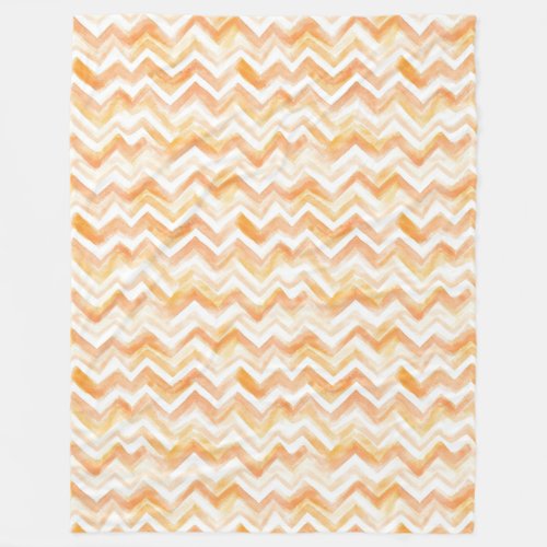 Peach Orange Chevron Stripes Fleece Blanket