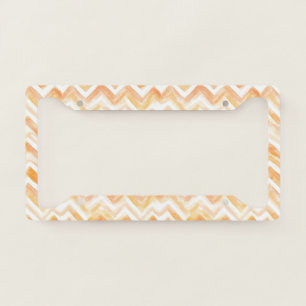 Peach Orange Chevron Stripes License Plate Frame