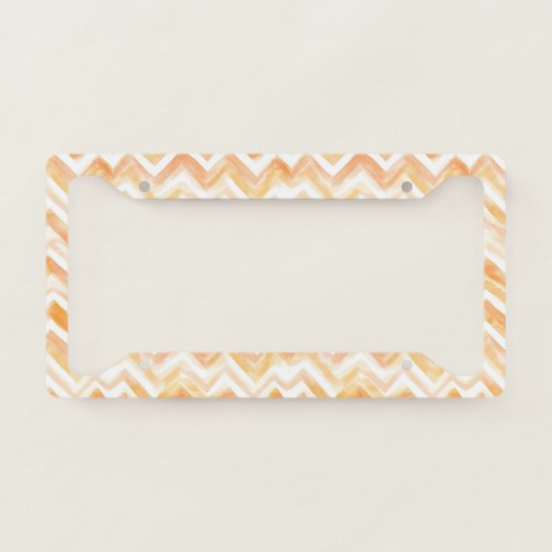 Peach Orange Chevron Stripes License Plate Frame