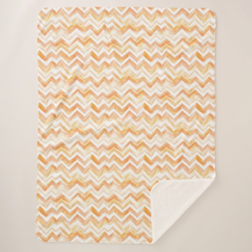 Peach Orange Chevron Stripes Sherpa Blanket
