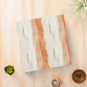 Peach Orange Cream Stripes 3 Ring Binder