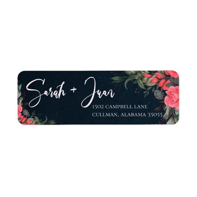  Peach Orange Floral Leaves Bride Groom Wedding  Label (Front)