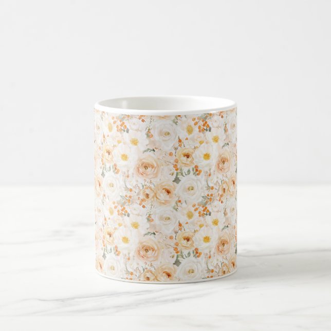 Peach Orange Flowers Coffee Mug (Center)
