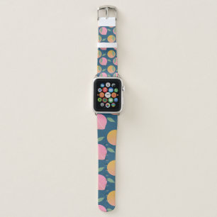 Peach Orange Fruit Pattern Pink Apple Watch Band