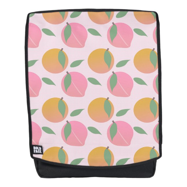 Peach Orange Fruit Pattern Pink Backpack (Front)