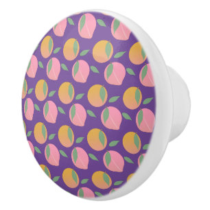 Peach Orange Fruit Pattern Pink Ceramic Knob
