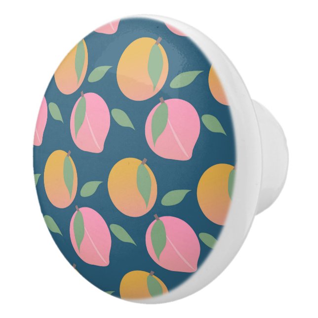 Peach Orange Fruit Pattern Pink Ceramic Knob (Right)