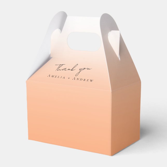 Peach Orange Fuzz Elegant Modern Wedding Favor Boxes (Front Side)