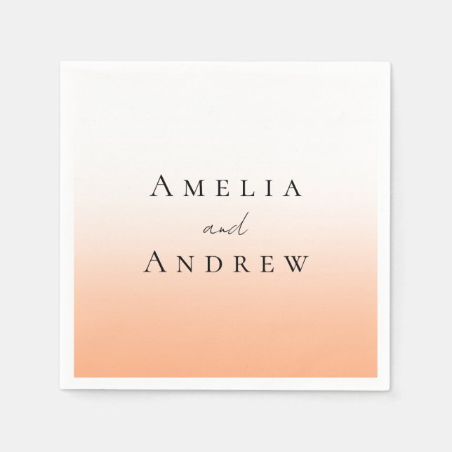 Peach Orange Fuzz Elegant Modern Wedding Napkins (Front)