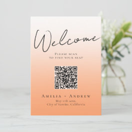 Peach Orange Fuzz Wedding QR Code Seating Chart
