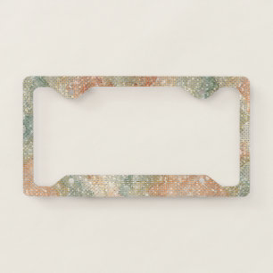Peach Orange Green Abstract Sparkle License Plate Frame