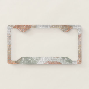 Peach Orange Green Seventies Vibe Sparkle License Plate Frame