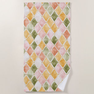 Peach Orange Green Yellow Blush Beach Towel