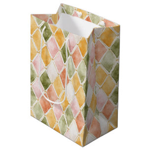 Peach Orange Green Yellow Blush Pink Birthday Medium Gift Bag