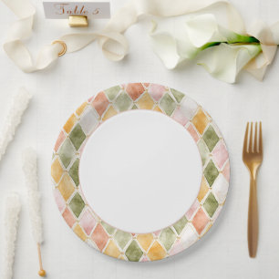 Peach Orange Green Yellow Blush Pink Bridal Shower Paper Plates