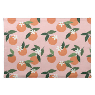 Peach Orange Juice Pattern Cloth Placemat