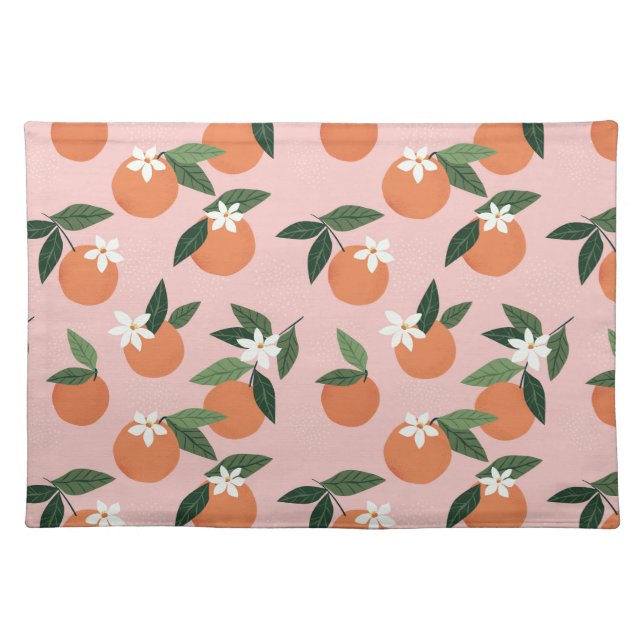Peach Orange Juice Pattern Cloth Placemat (Front)