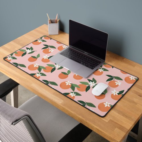 Peach Orange Juice Pattern Desk Mat
