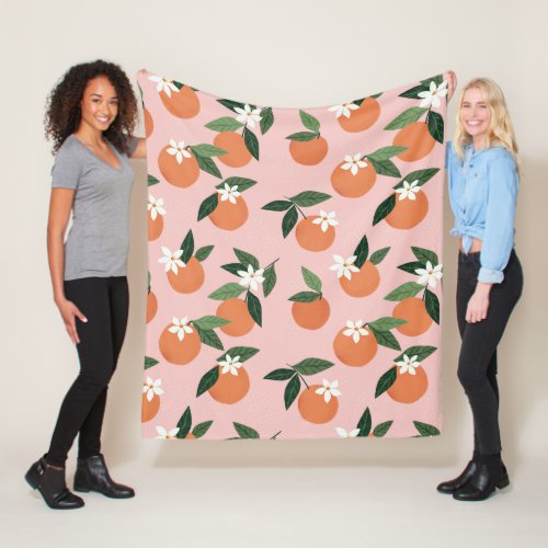Peach Orange Juice Pattern Fleece Blanket