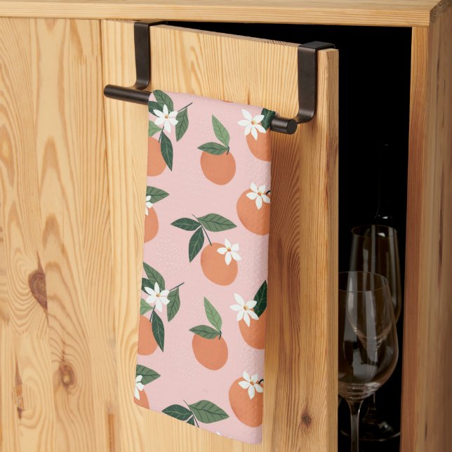 Peach Orange Juice Pattern Kitchen Towel (Thirds Fold)