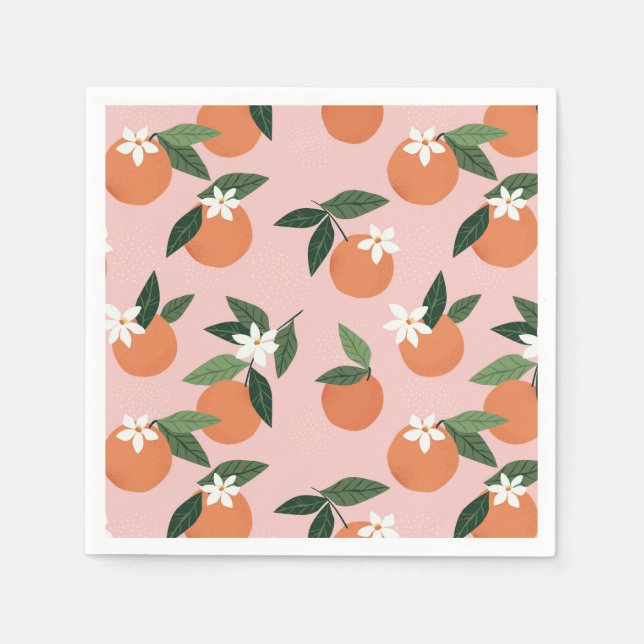 Peach Orange Juice Pattern Napkins (Front)
