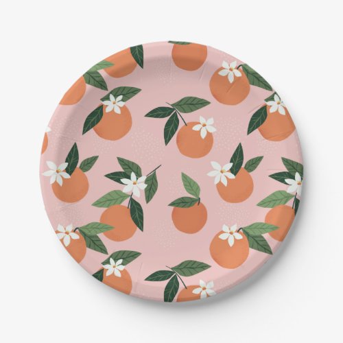 Peach Orange Juice Pattern Paper Plates