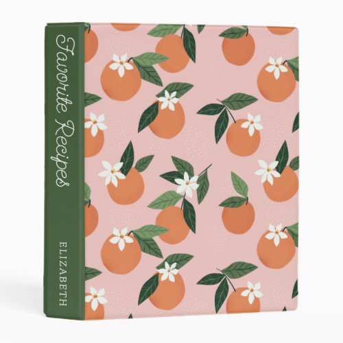 Peach Orange Juice Pattern  Recipe Book Mini Binder