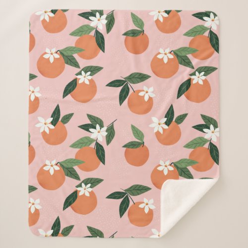 Peach Orange Juice Pattern Sherpa Blanket