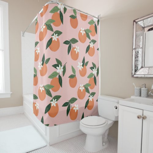 Peach Orange Juice Pattern Shower Curtain