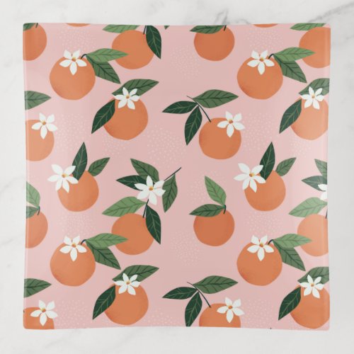 Peach Orange Juice Pattern Trinket Tray