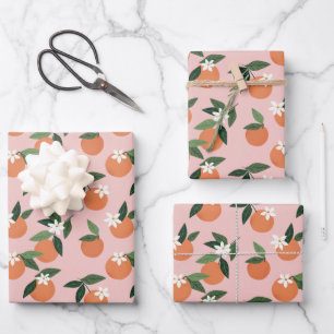 Peach Orange Juice Pattern Wrapping Paper Sheets