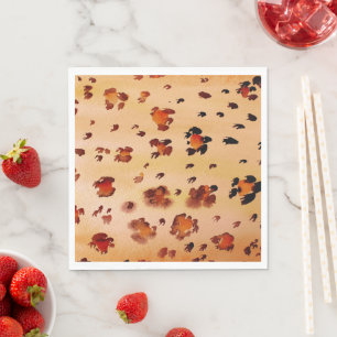 Peach Orange Leopard Print Watercolor Napkins